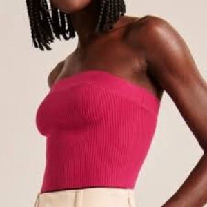 ABERCROMBIE & FITCH Pink Ribbed Tube Top
